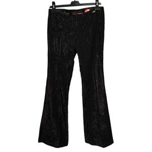 NWOT VTG Luxury Miss Sixty Pants 28 Black Velvet Stripe Flare Leg Low Rise Y2K